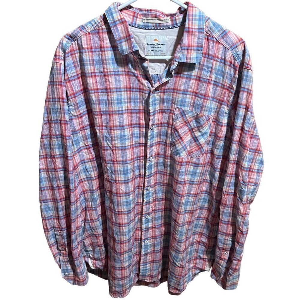 Tommy Bahama Jeans Extra Large (XL) Long Sleeve Island Crafted Button Down Cotto